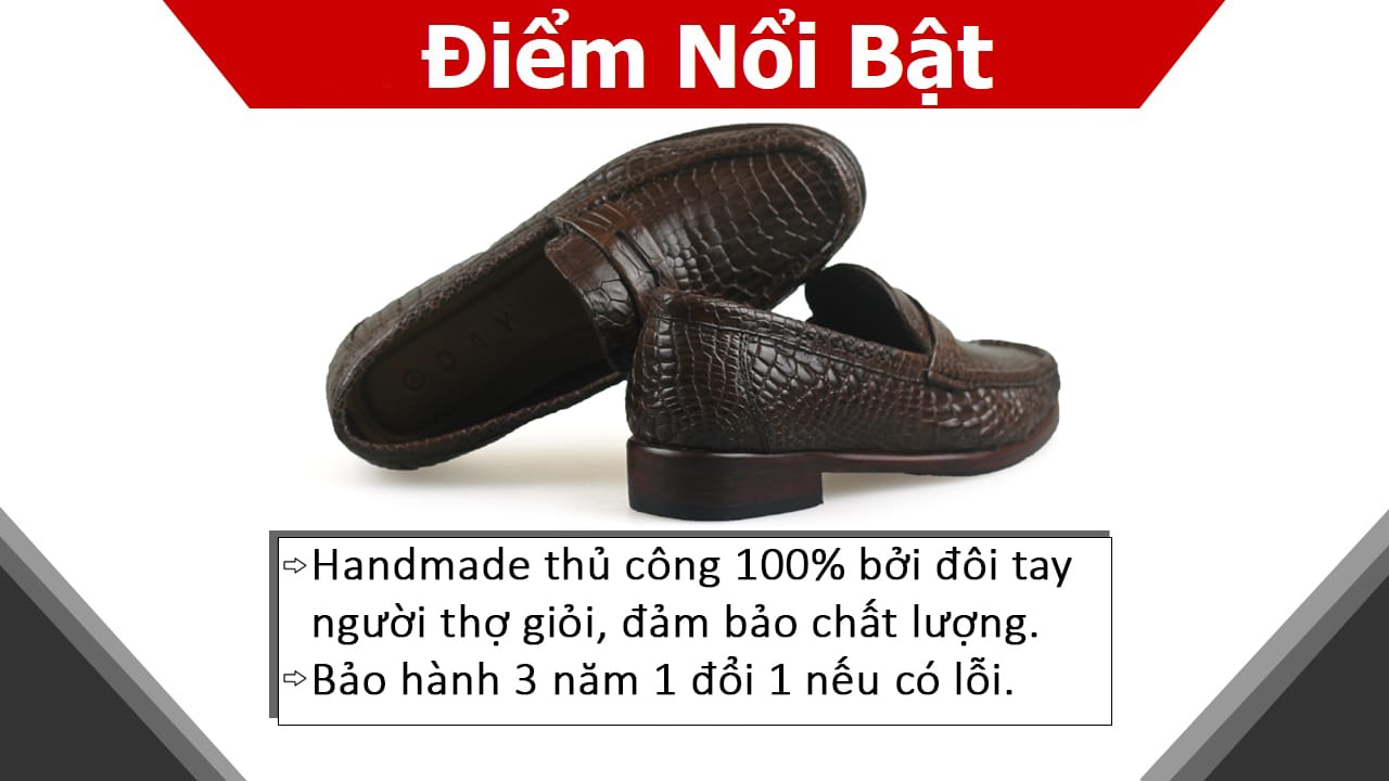 Giày da cá sấu nam handmade hàng hiệu CS113N